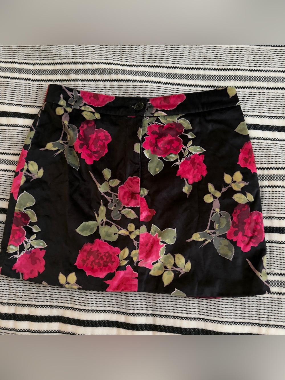 Nasty Gal Black Mini Skirt with Rose Print